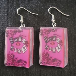 Mean Girls Burn Book pink acrylic earrings
